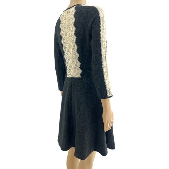 Rachel Rachel Roy SIZE 6 Black Pebbled Lace 3/4 Sleeve Fit & Flare Mini Dress - Picture 4 of 6